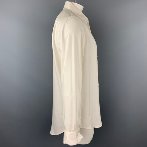 ALEXANDER MCQUEEN Size XL Ivory Silk French Cuff Long Sleeve Shirt
