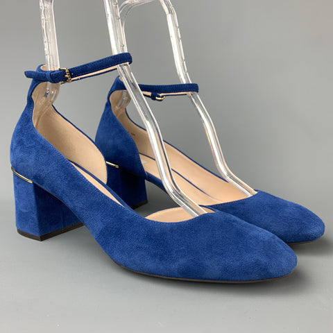 COLE HAAN Talla 10 Zapatos de tacón con correa al tobillo de ante azul