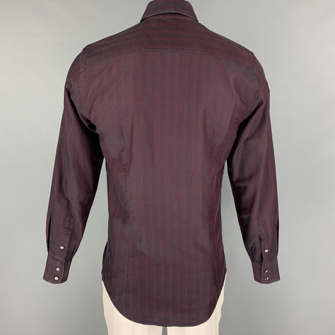 DOLCE & GABBANA Size M Red Burgundy Stripe Long Sleeve Shirt