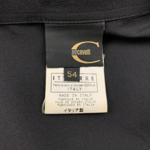 JUST CAVALLI Size XL Black Silk Button Up Long Sleeve Shirt