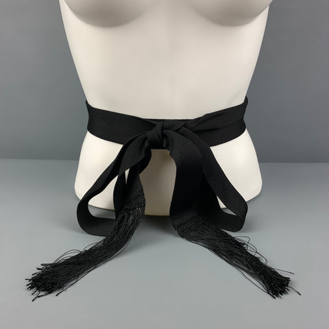 VINTAGE Waist Size One Size Black Woven Fabric Belt
