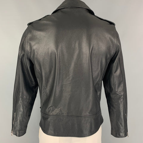 BARNEY'S NEW YORK Size M Black Leather Biker Jacket