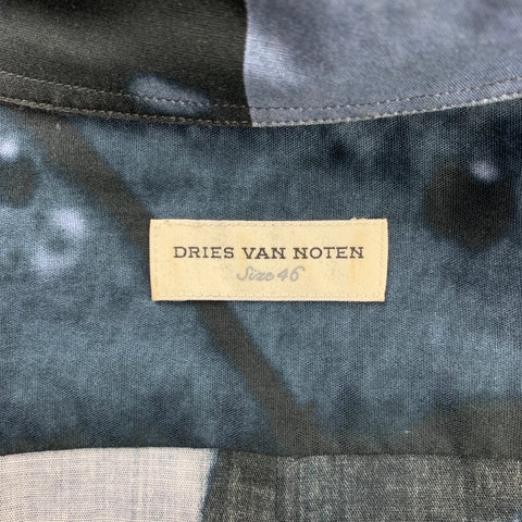 DRIES VAN NOTEN S/S 16 Size S Black & Blue Marilyn Monroe Print Cotton Button Down Long Sleeve Shirt