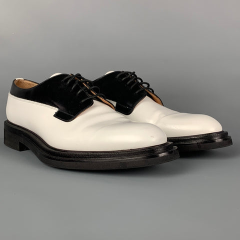 CHURCH'S Size 10 White Black Leather Two Tone Misty Shoes
