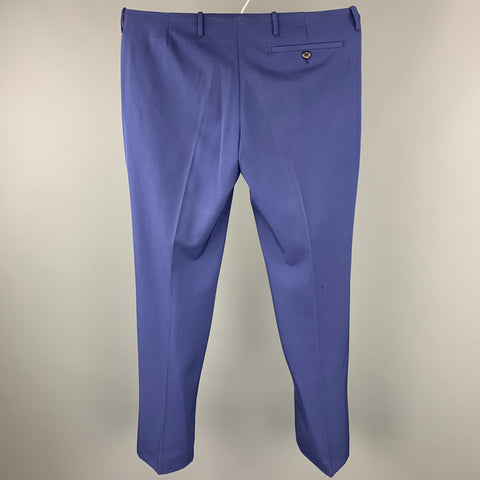 PRADA Size 32 Blue Wool Flat Front Zip Fly Dress Pants