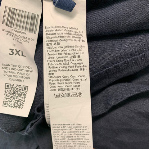 120% LINO Size 46 Navy Linen Notch Lapel Sport Coat