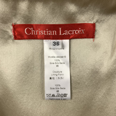 CHRISTIAN LACROIX Size 4 Beige Embroidered Silk Cocktail Shift Dress