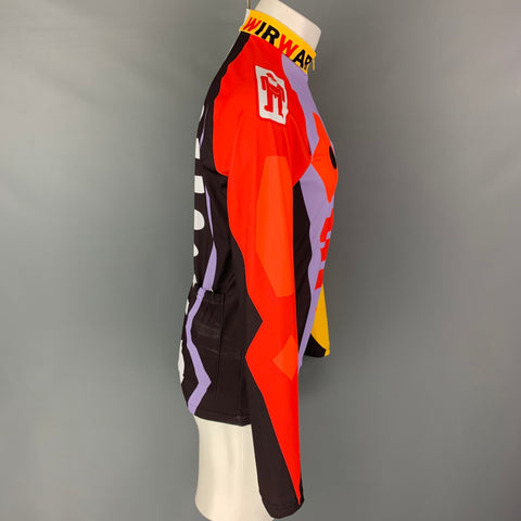 WALTER VAN BEIRENDONCK SS23 Size L Purple Graphic Nylon Jersey Bike Top