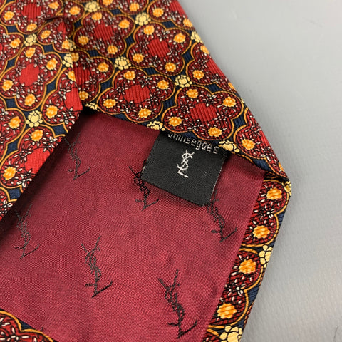 YVES SAINT LAURENT Shinsegoe's Multi-Color Abstract Floral Silk Tie