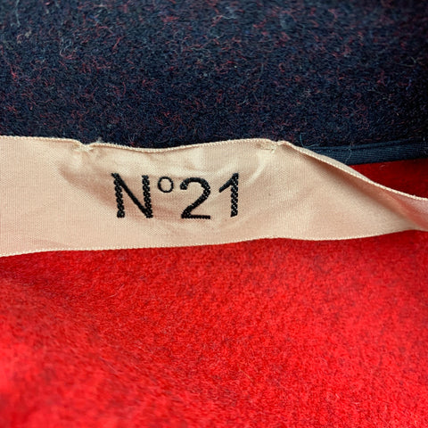 No. 21 Size M Red Navy Stripe Wool Nylon Shirt Jacket