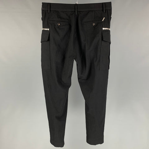 DSQUARED2 Talla 32 Pantalones casuales con bragueta de botones de lana negra