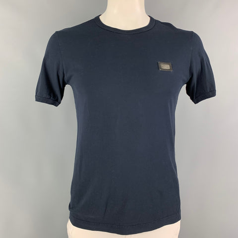 DOLCE & GABBANA Size M Navy Cotton Crew-Neck T-shirt