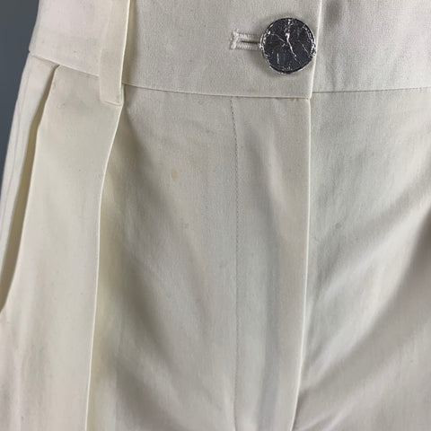 THE ROW Size 0 White Cotton Pleated Dress Pants
