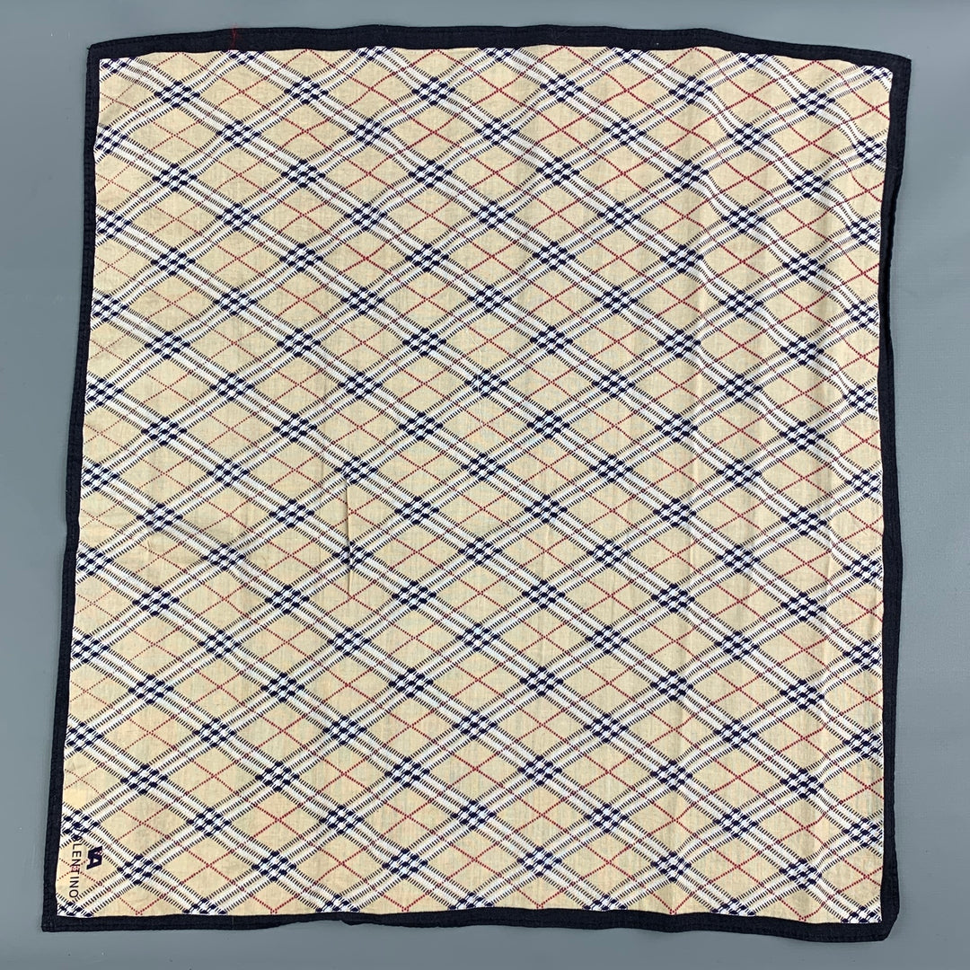VALENTINO Pochette de costume en coton à carreaux beige