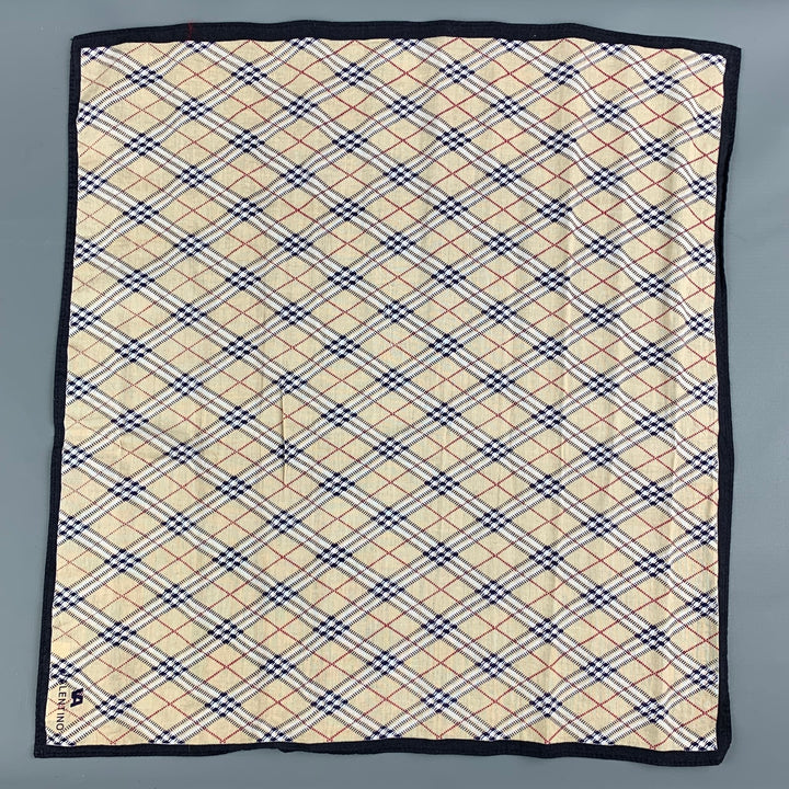 VALENTINO Pochette de costume en coton à carreaux beige