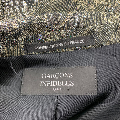 GARCONS INFIDELES Size 40 Silver & Black Jacquard Polyamide Sport Coat