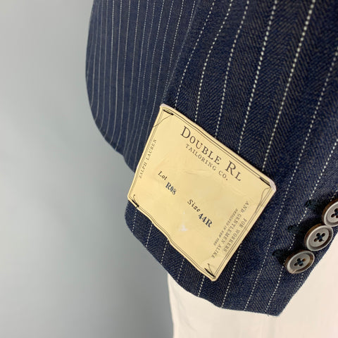RRL by RALPH LAUREN Size 44 Indigo White Pinstripe Cotton Notch Lapel Sport Coat