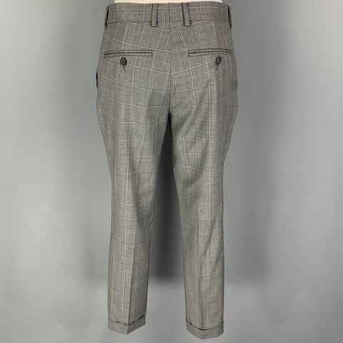 THE KOOPLES Size 34 Grey Window Pane Wool Peak Lapel Suit