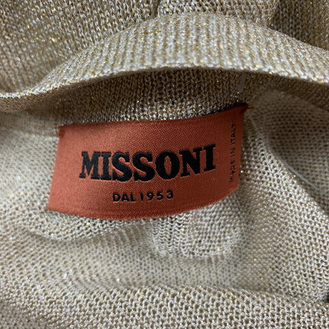 MISSONI Size 6 Gold Metallic Viscose Blend Poncho Sweater