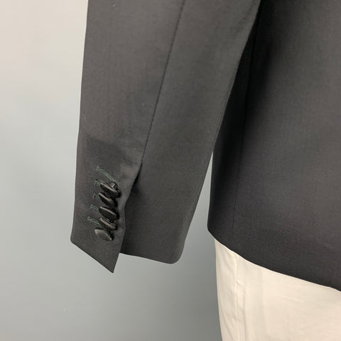 JOHN RICHMOND Size 42 Black Beaded Wool Peak Lapel Sport Coat