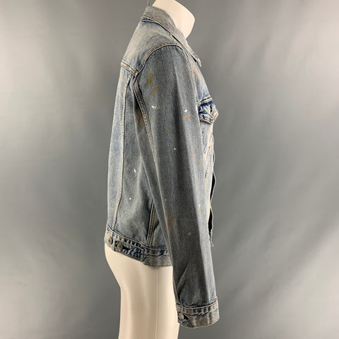 LEVI STRAUSS  Size M Blue Paint Splatter Cotton Denim Jacket