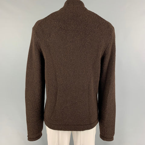 SAKS FIFTH AVENUE Size XXL Brown Knitted Wool Blend Buttoned Cardigan