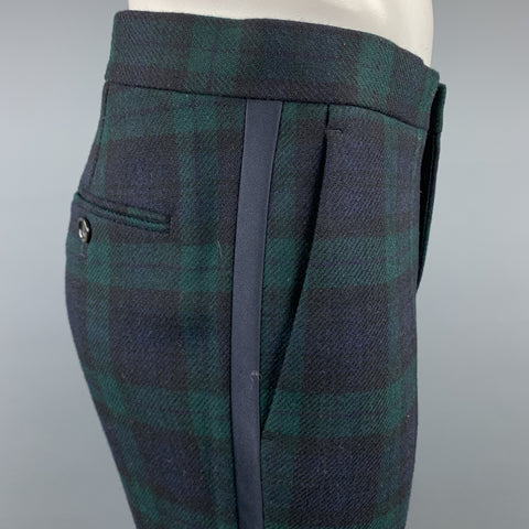 J CREW Chest Size 38 Regular Blackwatch Plaid Wool Shawl Collar Suit