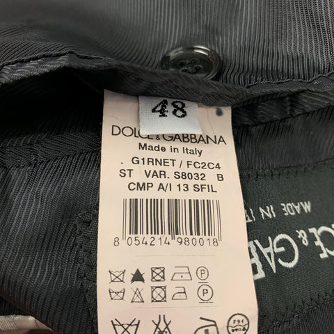 DOLCE & GABBANA Size 38 Black Wool Peak Lapel Double Breasted Sport Coat