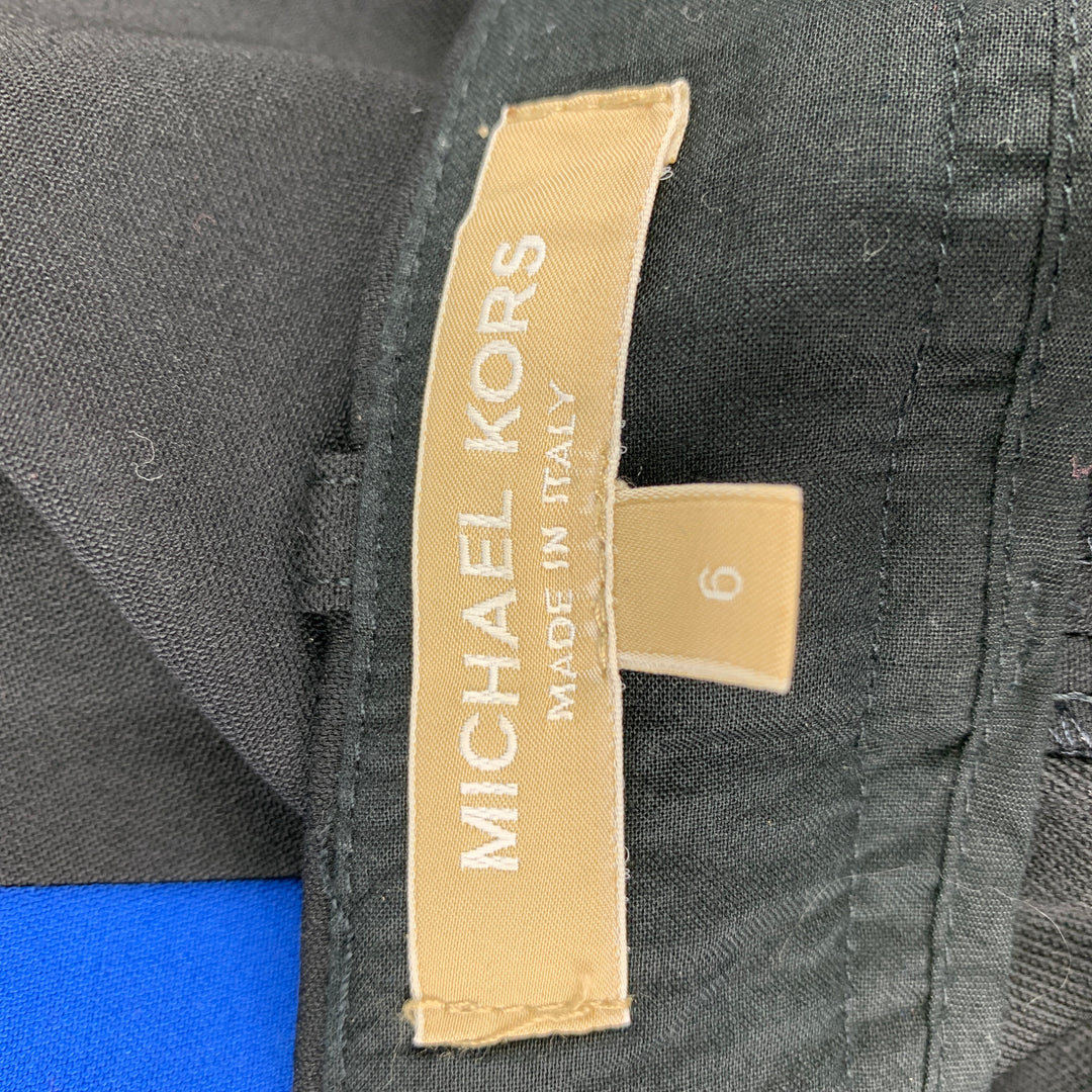MICHAEL KORS Taille 6 Pantalon habillé en mélange de laine vierge noir et bleu color block