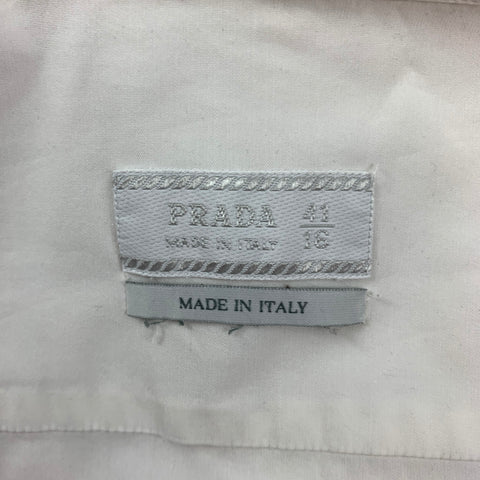 PRADA Size M White Cotton Pointed Collar Long Sleeve Shirt