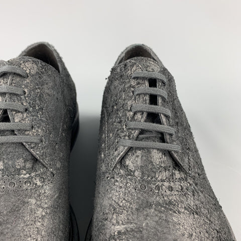 NEIL BARRETT Size 10 Black Textured Suede Cap Toe Lace Up