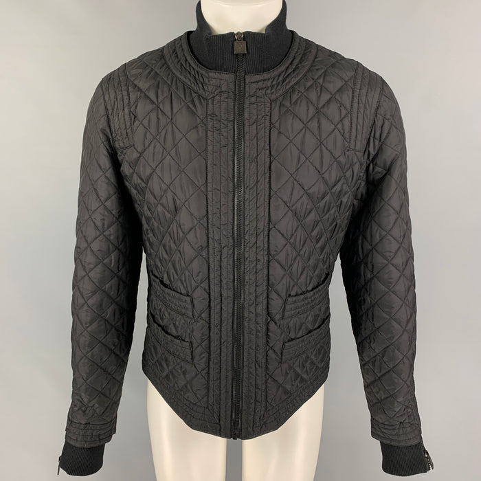 CHANEL FW 05 Size 18 Black Polyamide Blend Quilted Zip Fly Jacket