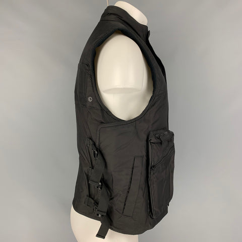 POLO SPORT Chaleco de nailon liso con cremallera y broches Talla M Negro