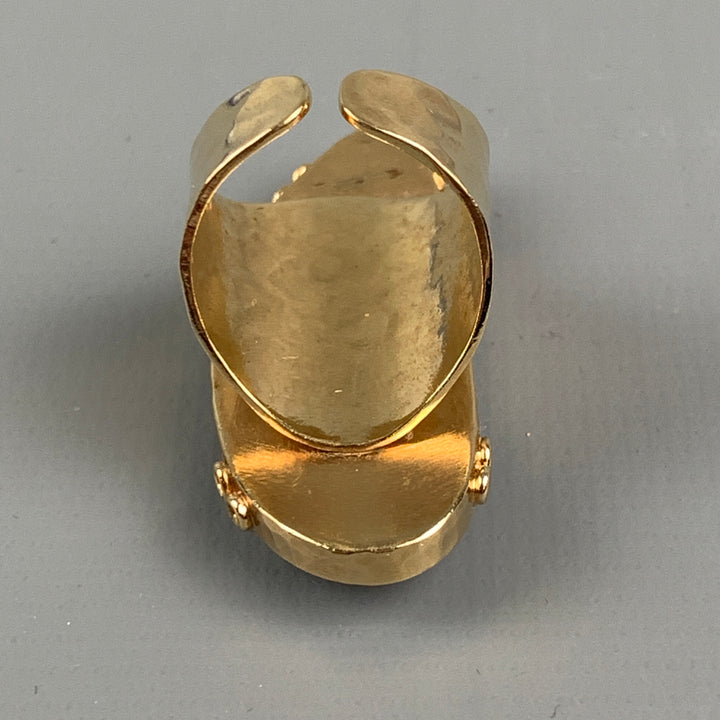 VINTAGE Gold & Grey Hammered Crystal Asymmetrical Ring