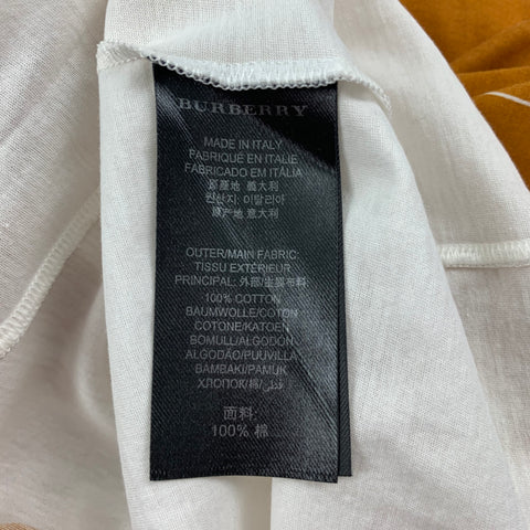 BURBERRY PRORSUM Spring 2015 Size XS Mustard & White Graphic Cotton T-shirt