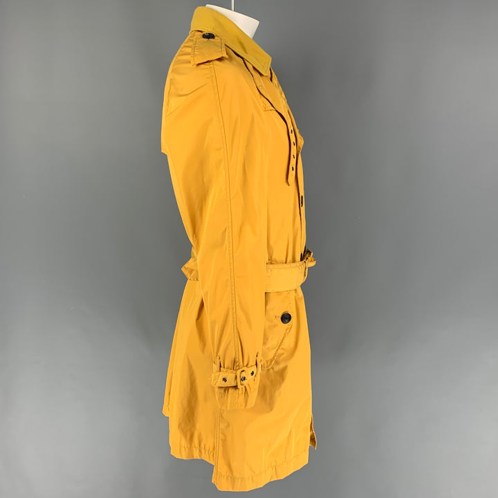 EMPORIO ARMANI Size 40 Yellow Polyester Belted Trenchcoat