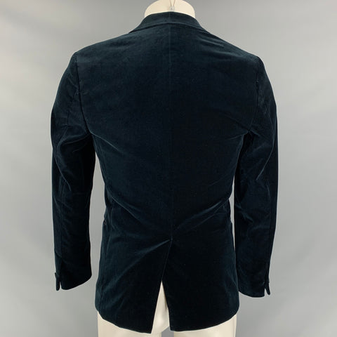 THEORY Chest Size 36 Navy Black Solid Velvet Notch Lapel Sport Coat