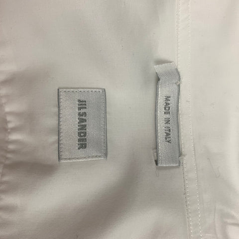 JIL SANDER Size L White Ruffled Cotton Button Up Long Sleeve Shirt