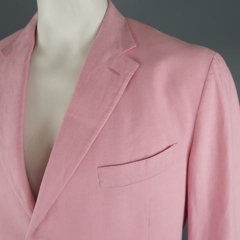 RALPH LAUREN 44 Long Pink Linen Notch Lapel 3 Button Sport Coat