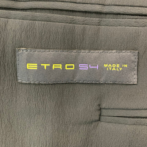 ETRO  Size 44 Black Grey Quilted Wool Silk Shawl Collar Sport Coat