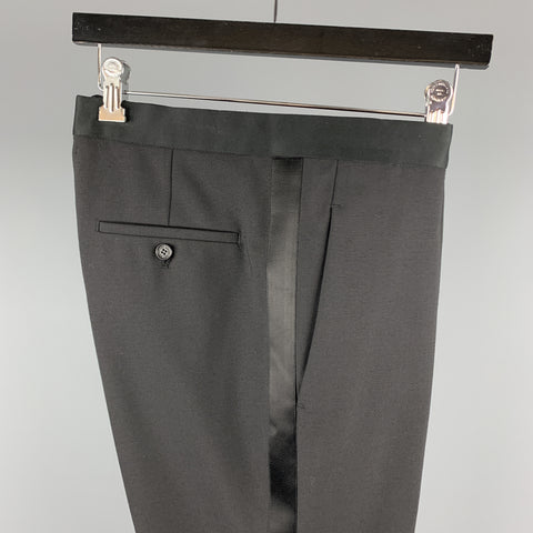 NEIL BARRETT F/W 17 Size 32 Black Solid Wool Blend Tuxedo Dress Pants