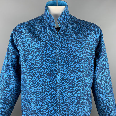CALVIN KLEIN COLLECTION Size 44 Aqua Print Polyester Reversible Jacket