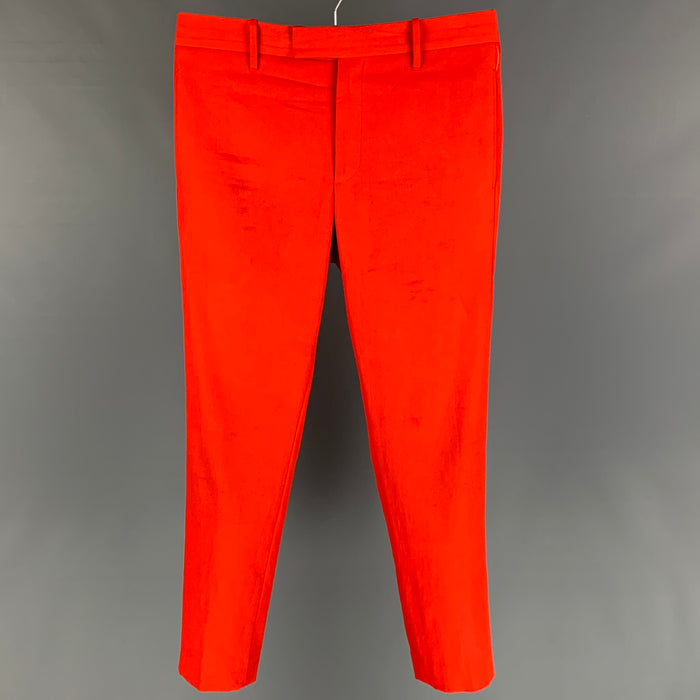 PAUL SMITH Talla 32 Pantalón de vestir naranja de lana / algodón con bragueta y cremallera