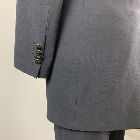 CARLO PIGNATELLI Size 38 Long Navy Acetate Blend Collar Suit