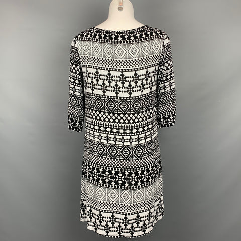 MOSSIMO Size XS Black & White Print Rayon A-line Dress