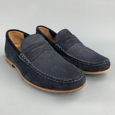 BALLY Size 7.5 Navy Suede Slip On Loafers
