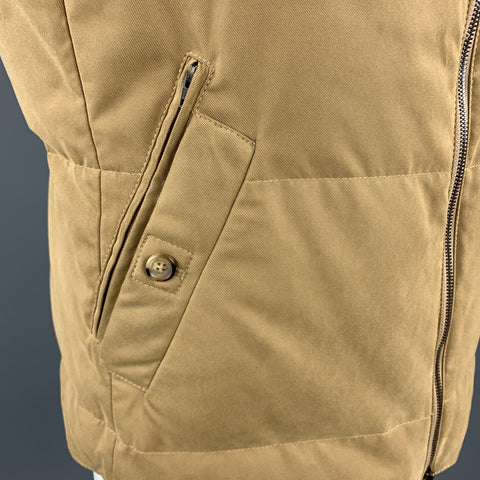 BRUNELLO CUCINELLI Size XL Quilted Khaki Twill Zip Up Puff Zip Pockets Vest