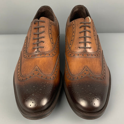 DSQUARED2 Size 11 Brown Antique Leather Wingtip Lace Up Shoes