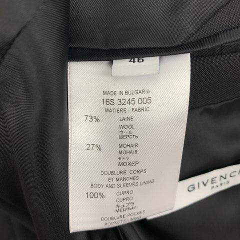 GIVENCHY Size 36 Black Wool Mohair Sport Coat