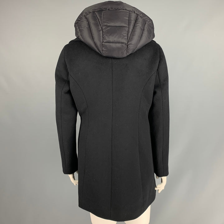 SOIA & KYO Size XL Black Wool Polyester Detachable Hood Coat